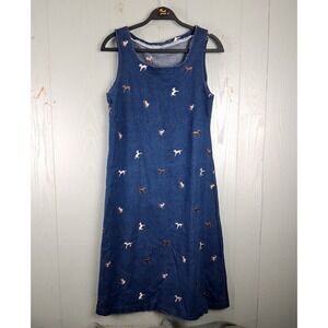Handmade Embroidered Apron Denim Dress Medium Horses Modest Sleeveless Western